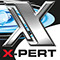 Logo design for X-PERT, used in stationery and packaging