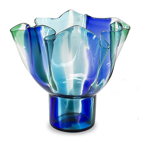 Kukinto blue and green glass vase by Timo Sarpaneva for Venini