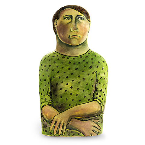 Hand painted earthenware bust by Christine Thacker