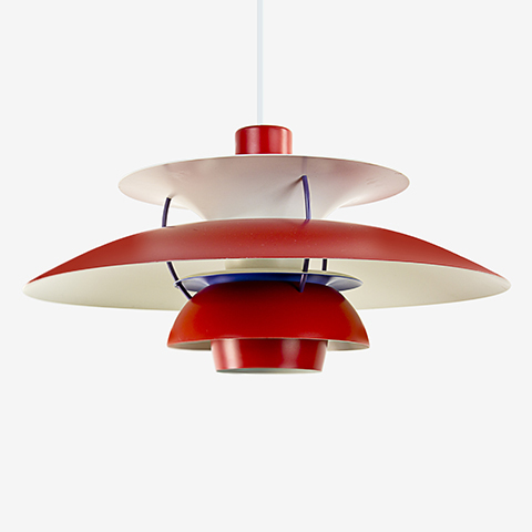Red PH5 lamp by Poul Henningsen